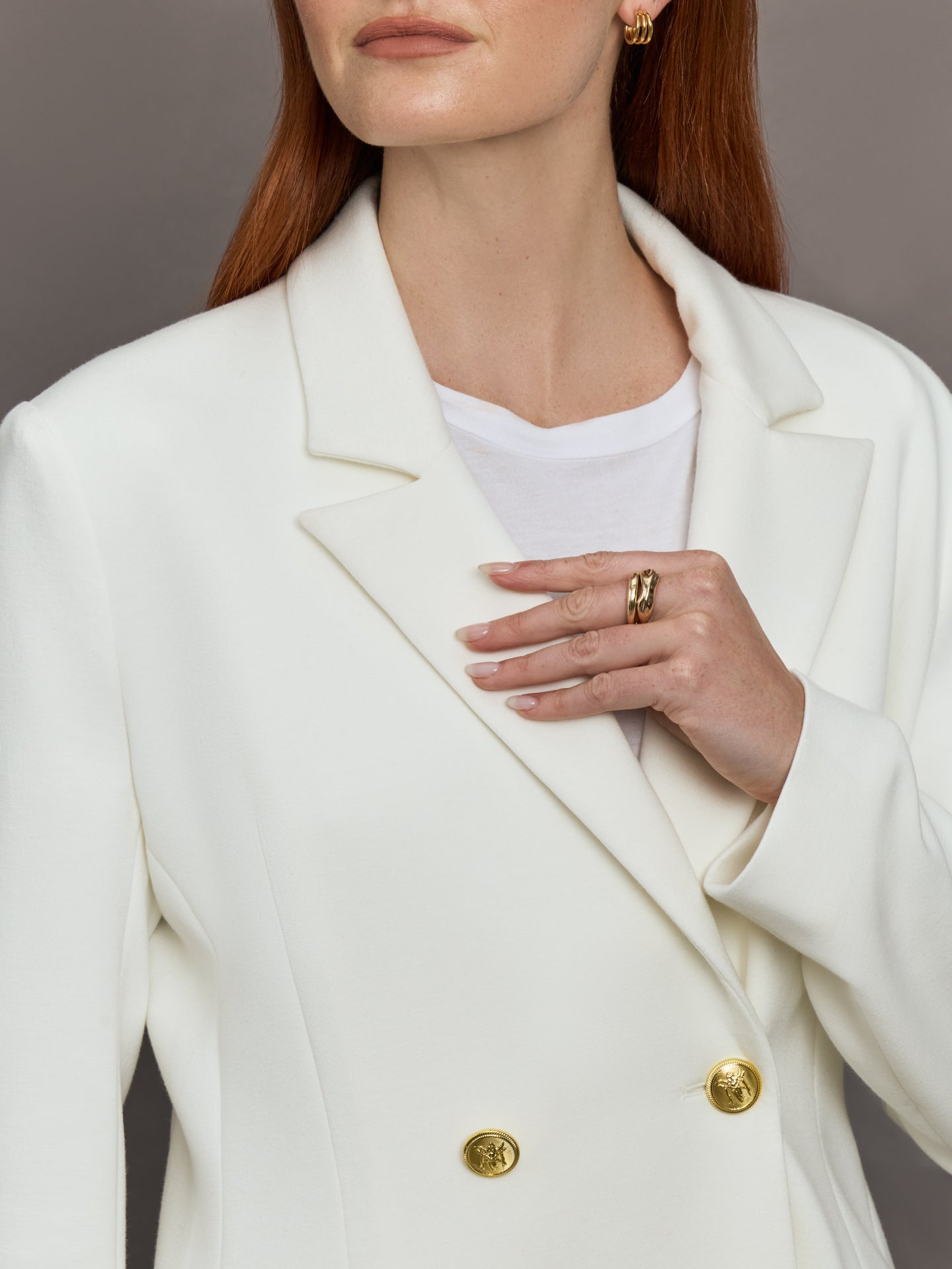 Carbon38 | Double Breasted Blazer in Scuba - White