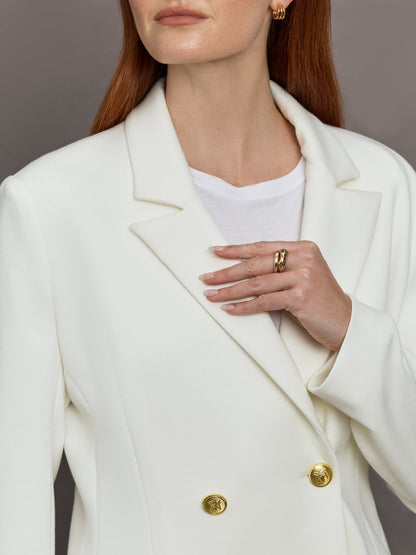 Carbon38 | Double Breasted Blazer in Scuba - White