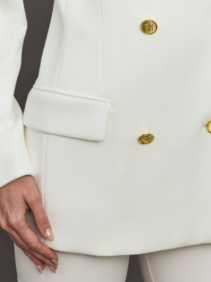 Carbon38 | Double Breasted Blazer in Scuba - White