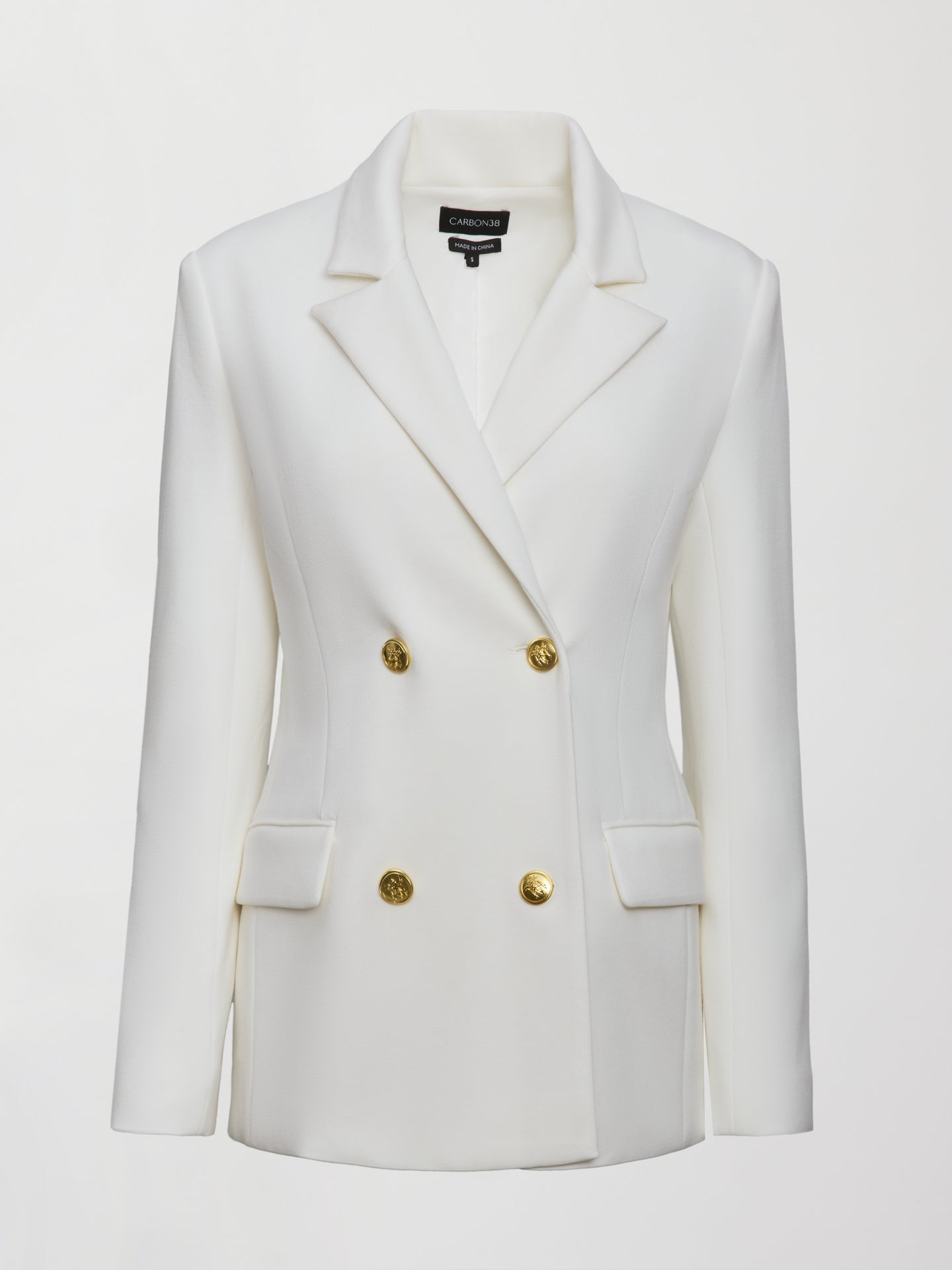 Carbon38 | Double Breasted Blazer in Scuba - White