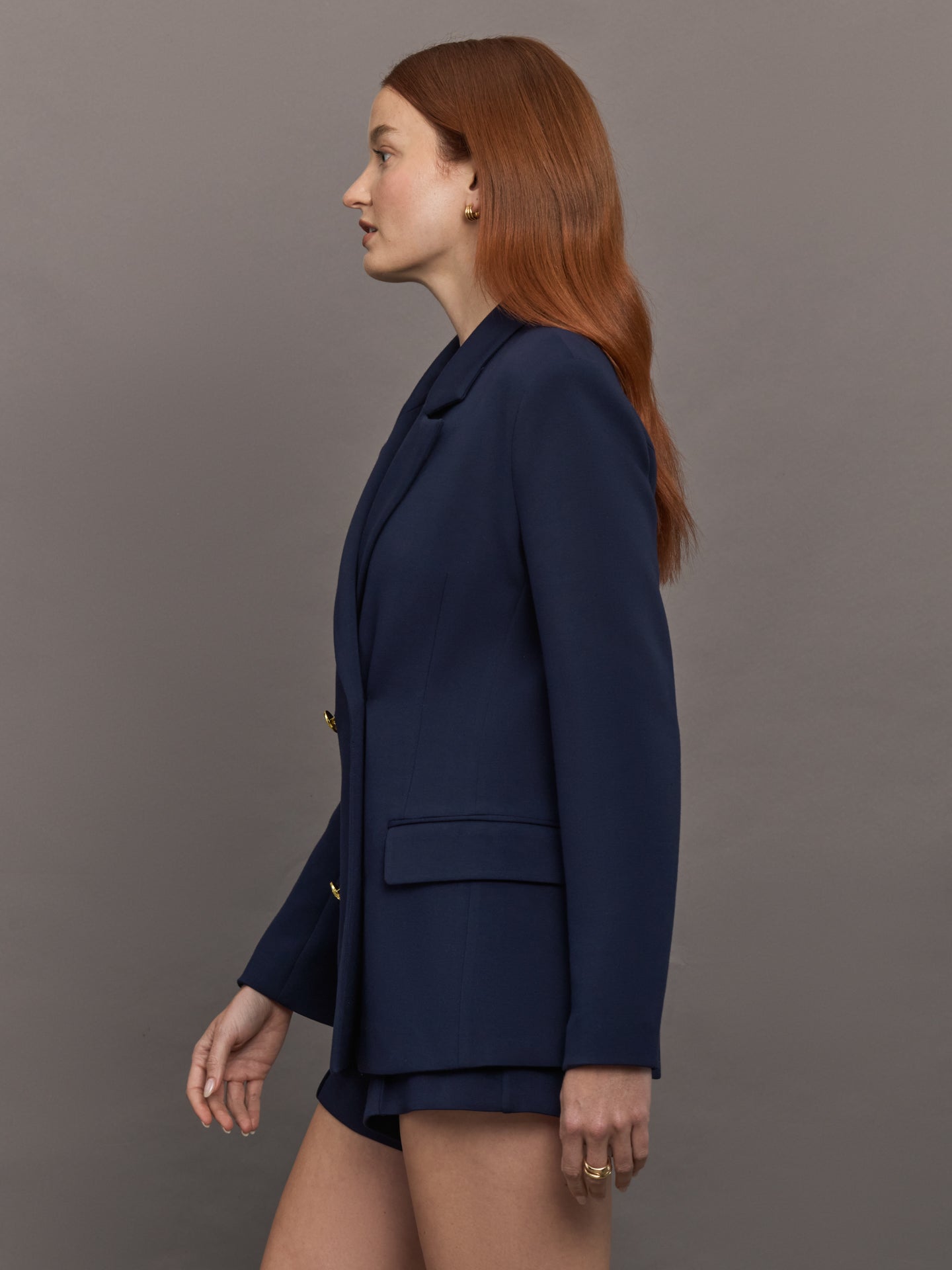Carbon38 | Double Breasted Blazer in Scuba - Navy