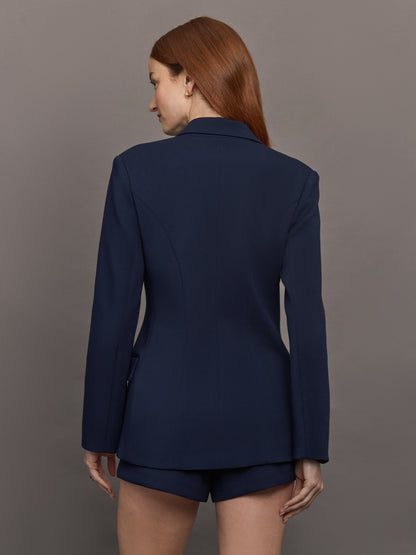 Carbon38 | Double Breasted Blazer in Scuba - Navy
