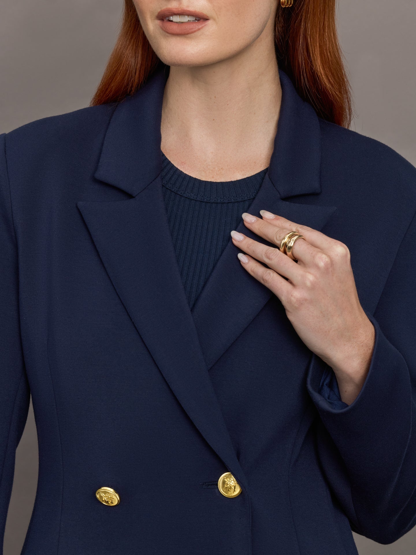 Carbon38 | Double Breasted Blazer in Scuba - Navy