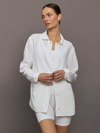 Carbon38 | Linen Shirt Jacket - White
