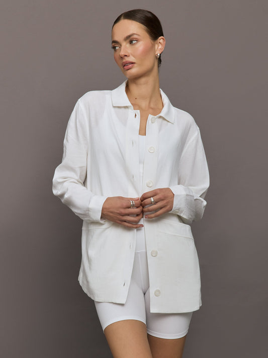 Carbon38 | Linen Shirt Jacket - White