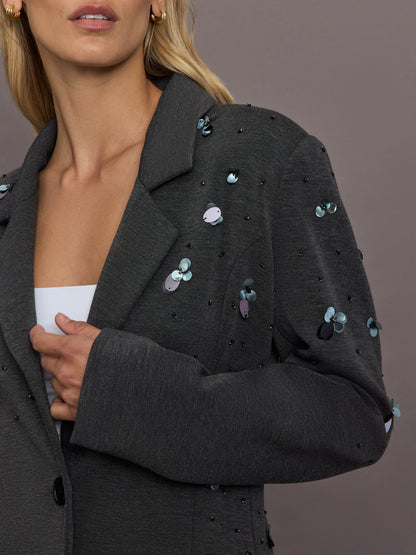 Carbon38 | Embellished Scuba Blazer - Charcoal