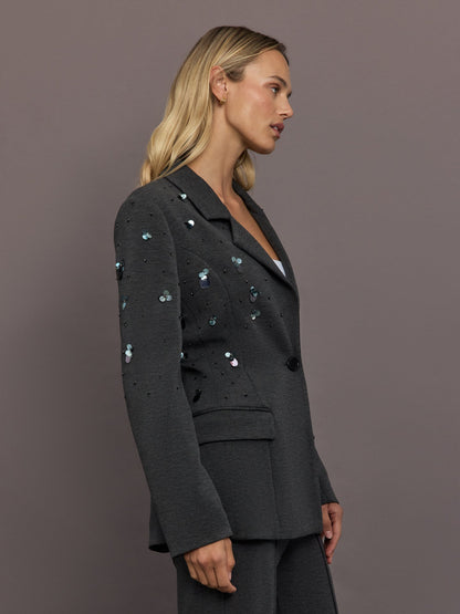 Carbon38 | Embellished Scuba Blazer - Charcoal