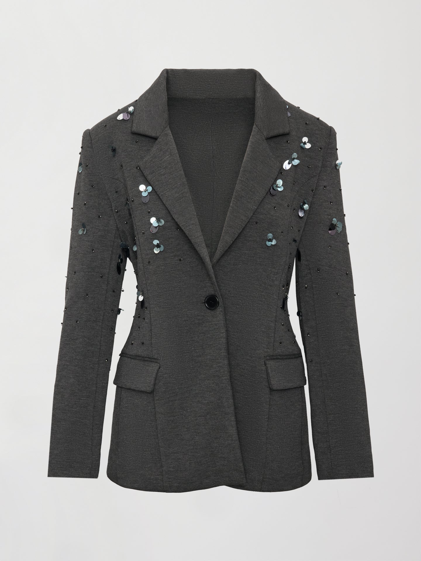 Carbon38 | Embellished Scuba Blazer - Charcoal