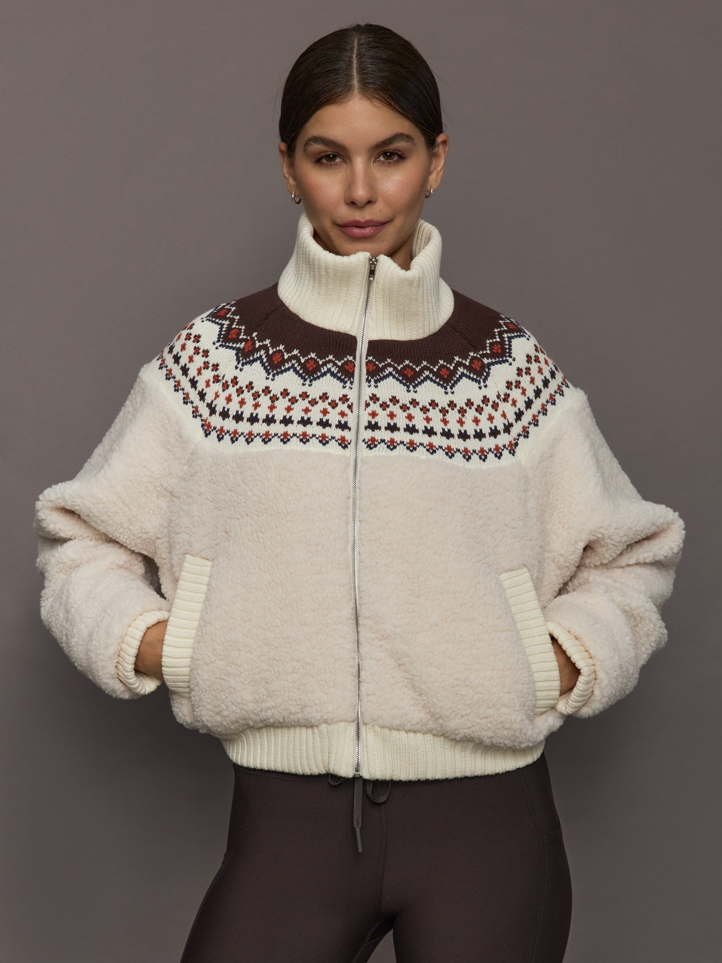 Carbon38 | Fairisle Sherpa Jacket - Natural