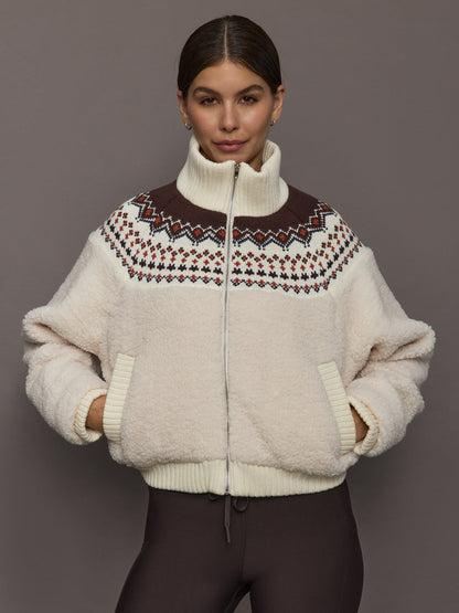 Carbon38 | Fairisle Sherpa Jacket - Natural