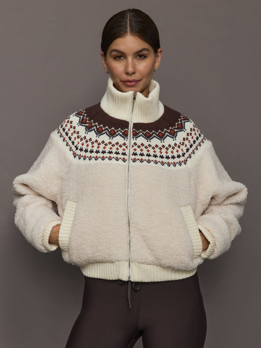 Carbon38 | Fairisle Sherpa Jacket - Natural