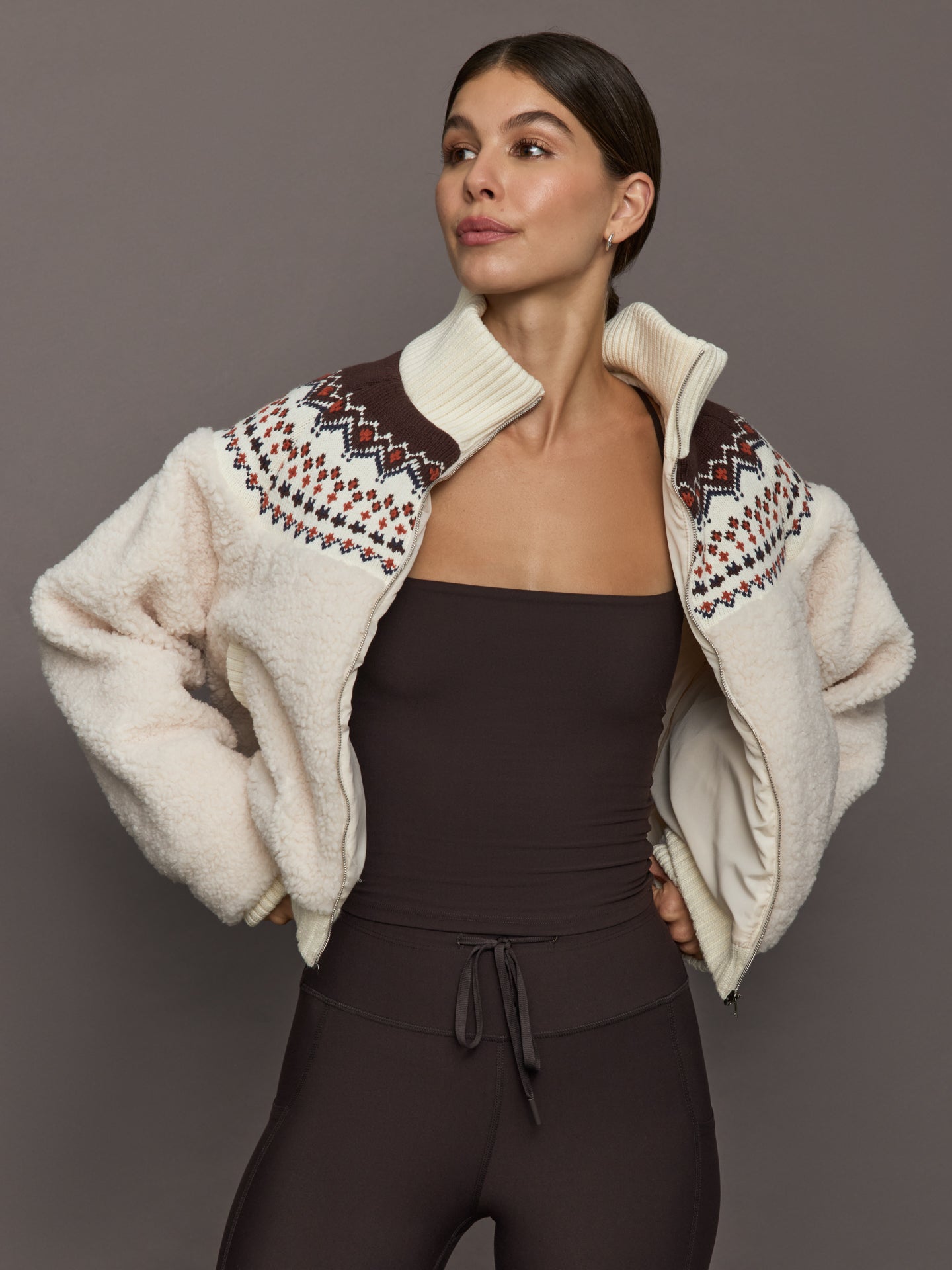 Carbon38 | Fairisle Sherpa Jacket - Natural
