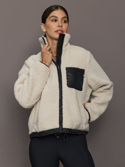 Carbon38 | Faux Leather Sherpa Jacket - Natural