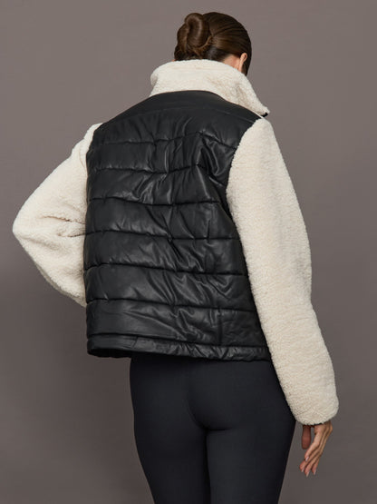 Carbon38 | Faux Leather Sherpa Jacket - Natural