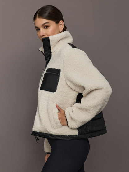 Carbon38 | Faux Leather Sherpa Jacket - Natural