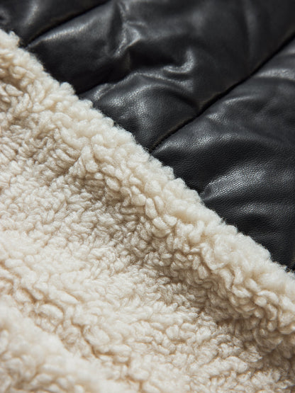 Carbon38 | Faux Leather Sherpa Jacket - Natural