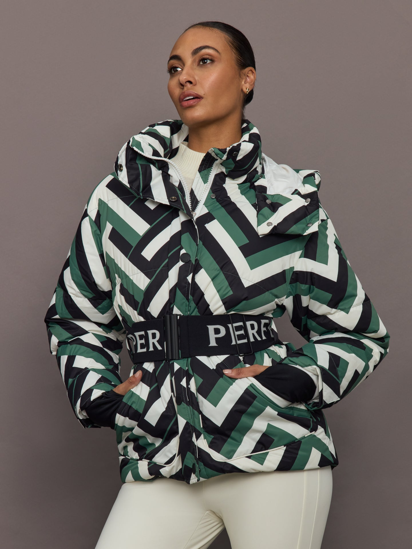 Carbon38 | Cortina Ski Parka - Waffle Print - Green