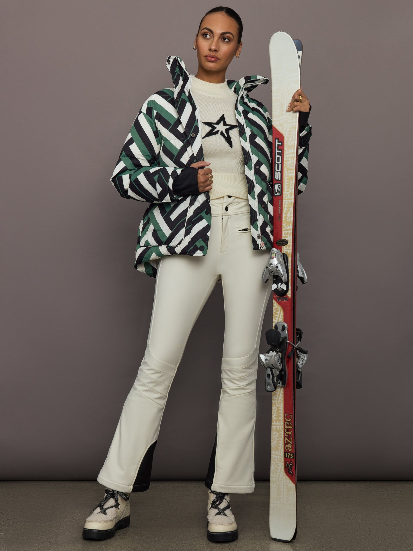 Carbon38 | Cortina Ski Parka - Waffle Print - Green