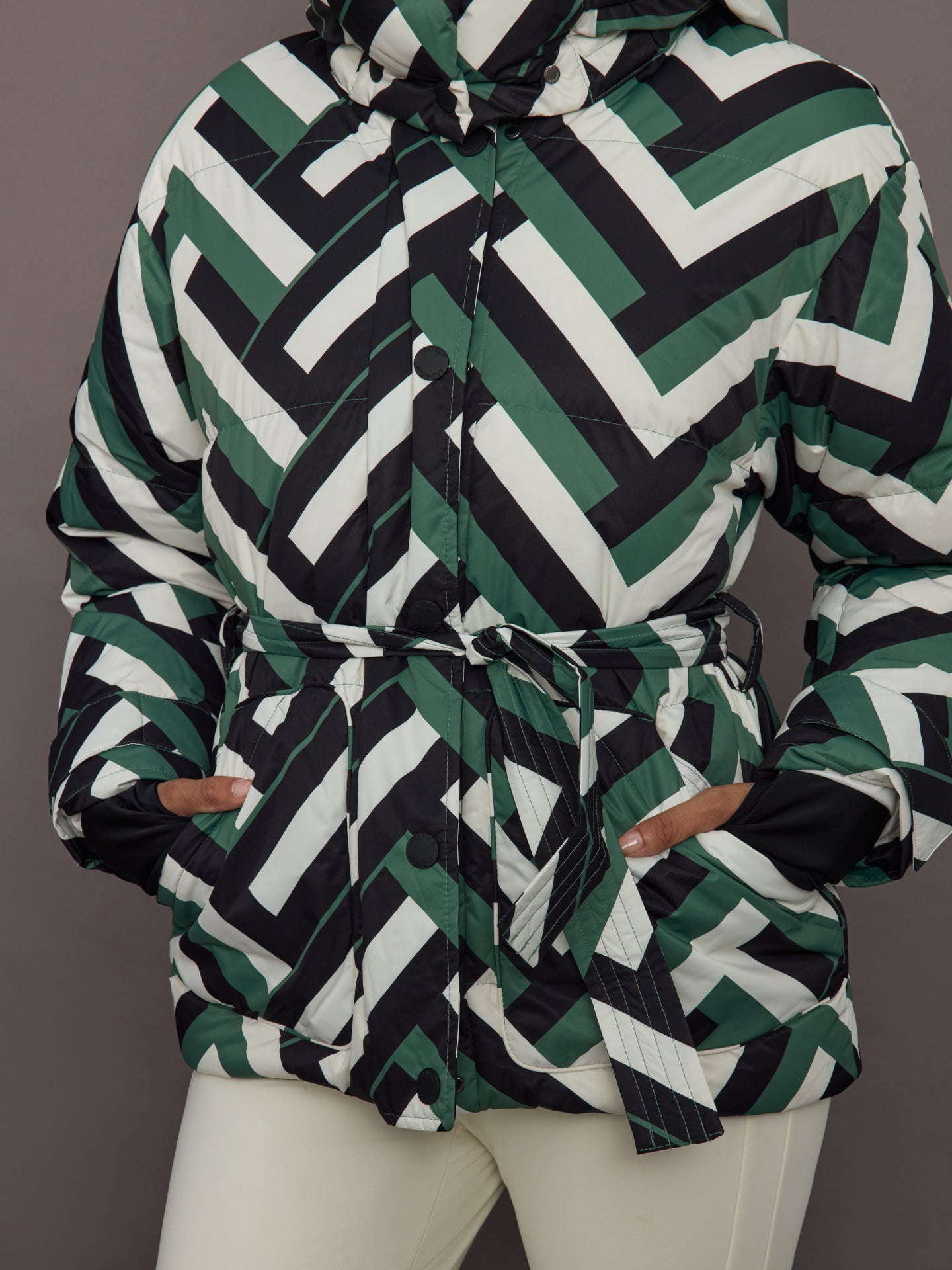 Carbon38 | Cortina Ski Parka - Waffle Print - Green