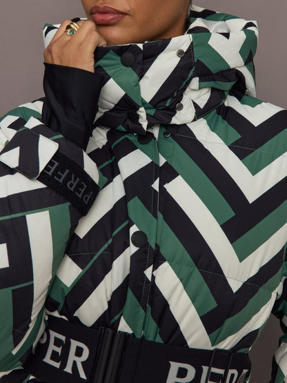 Carbon38 | Cortina Ski Parka - Waffle Print - Green