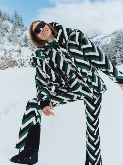 Carbon38 | Cortina Ski Parka - Waffle Print - Green