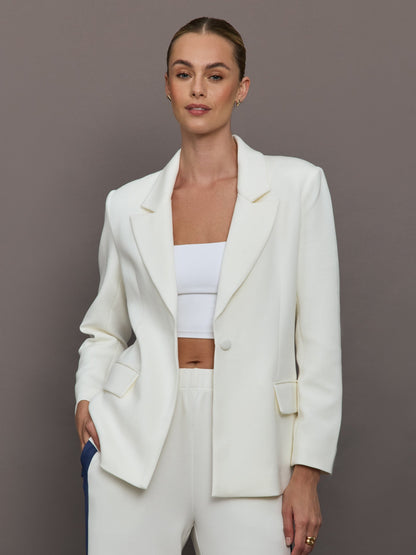 Carbon38 | Single Breasted Blazer in Scuba - Ivory