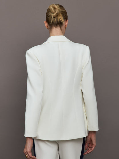 Carbon38 | Single Breasted Blazer in Scuba - Ivory