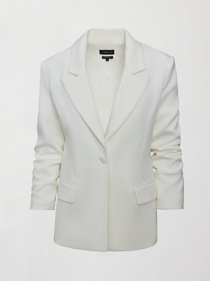 Carbon38 | Single Breasted Blazer in Scuba - Ivory