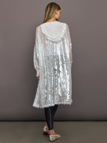 Carbon38 | Hooded Robe to Knee - Clear/White
