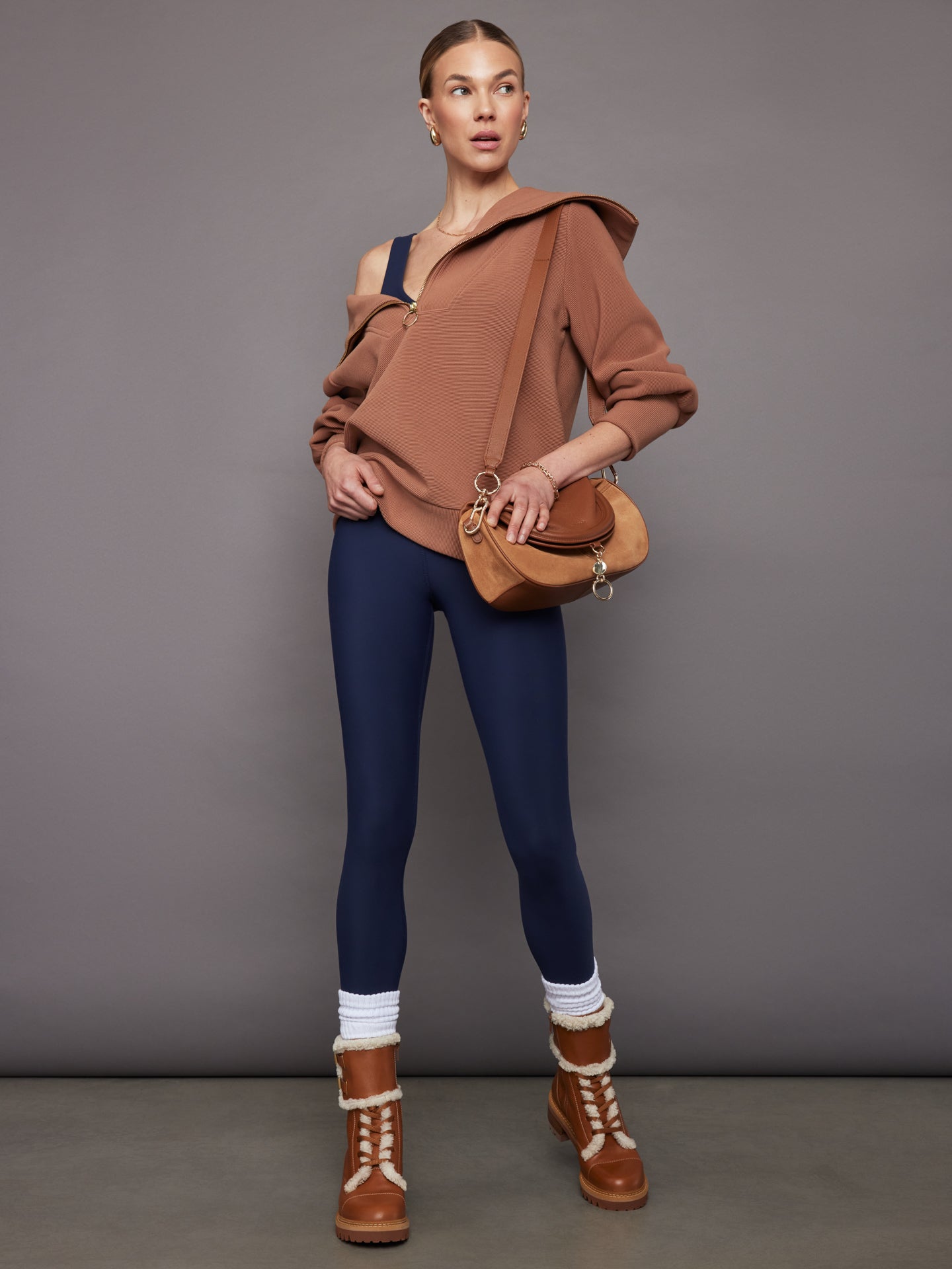 Carbon38 | V-Neck Jumpsuit in Melt - Navy Blazer