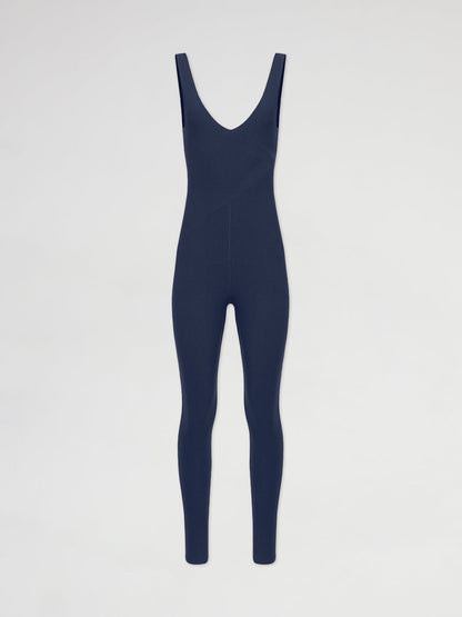 Carbon38 | V-Neck Jumpsuit in Melt - Navy Blazer