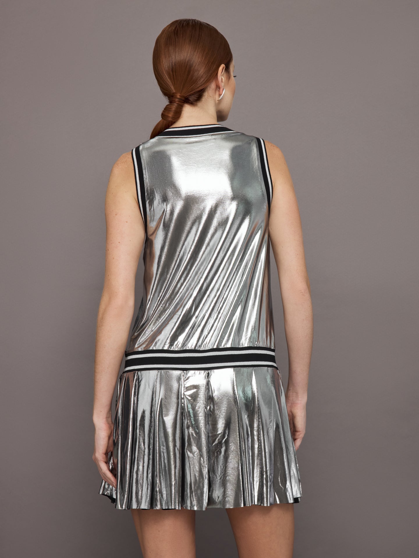 Carbon38 | Metallic Pleated Tennis Dress - Silver