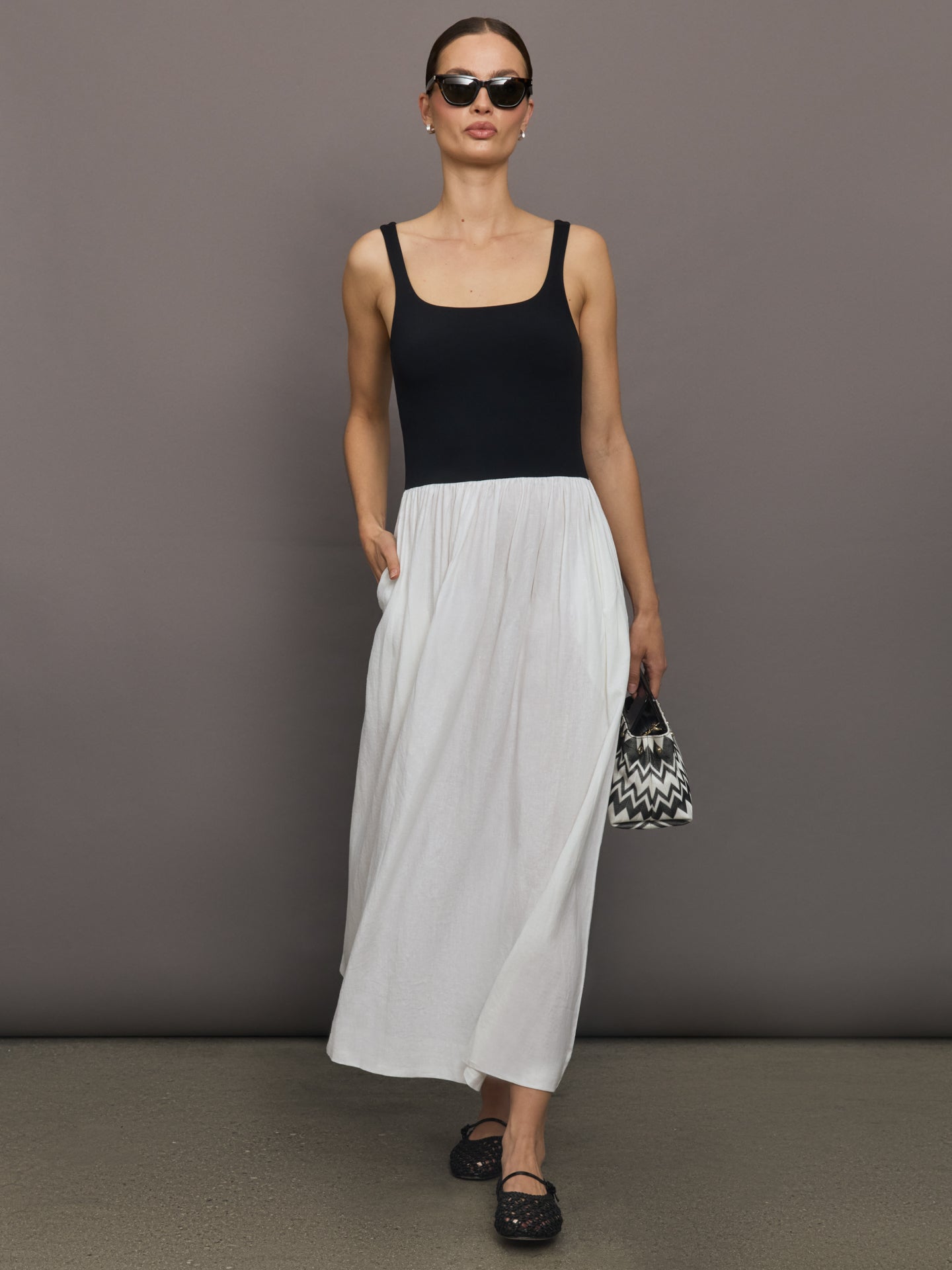 Carbon38 | Linen and Melt Dress - Black/White