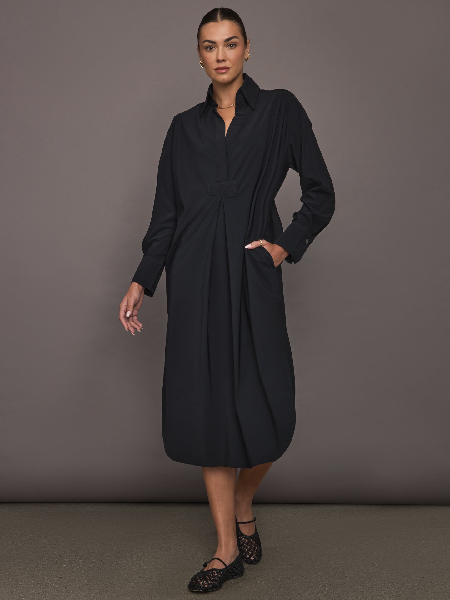 Carbon38 | Tropez Oversized Shirt Dress - Black