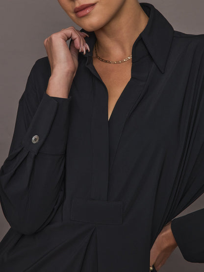 Carbon38 | Tropez Oversized Shirt Dress - Black