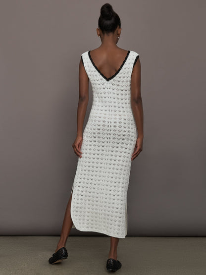 Carbon38 | Open Back Knit Crochet Dress - Ivory
