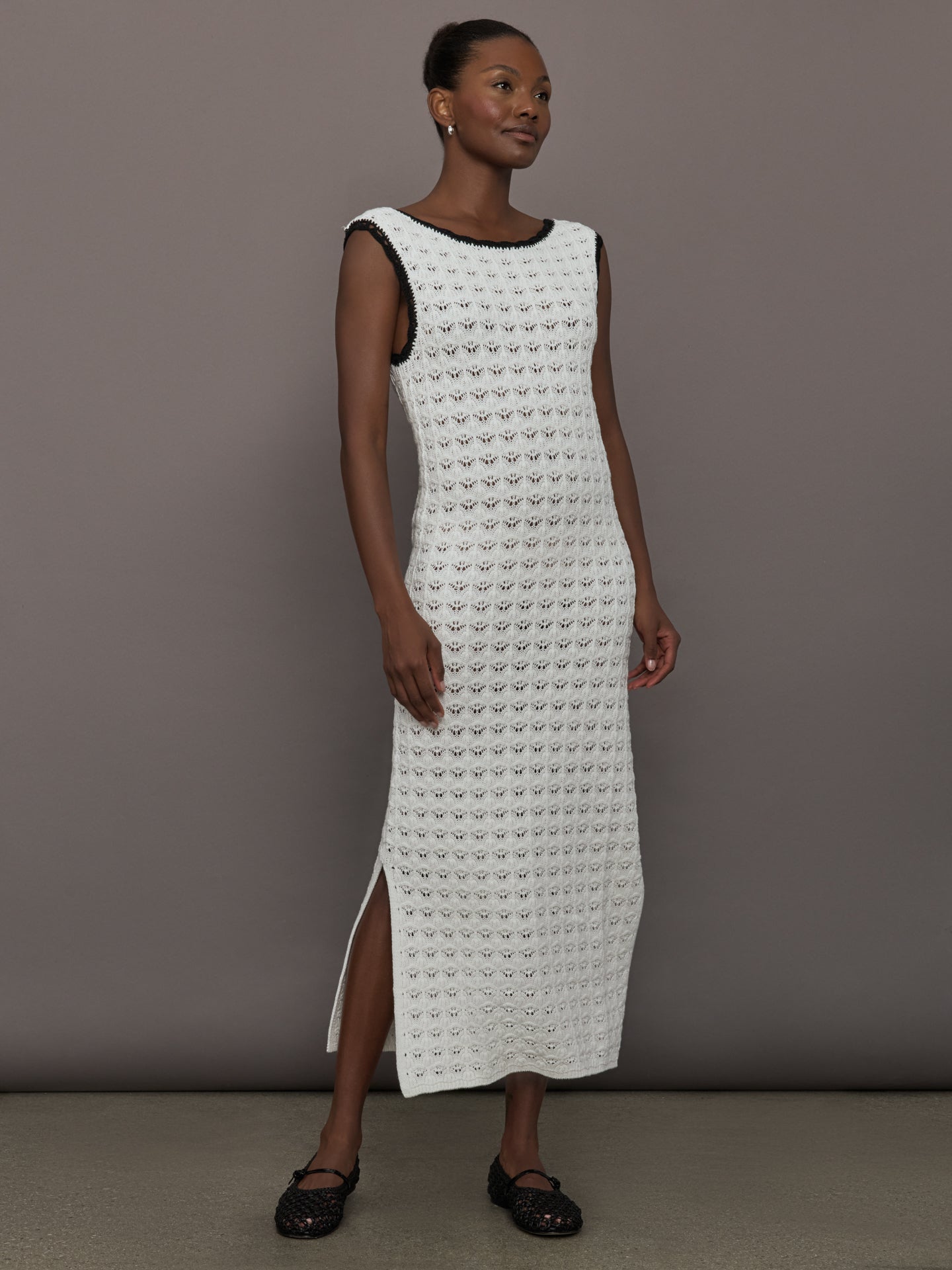 Carbon38 | Open Back Knit Crochet Dress - Ivory