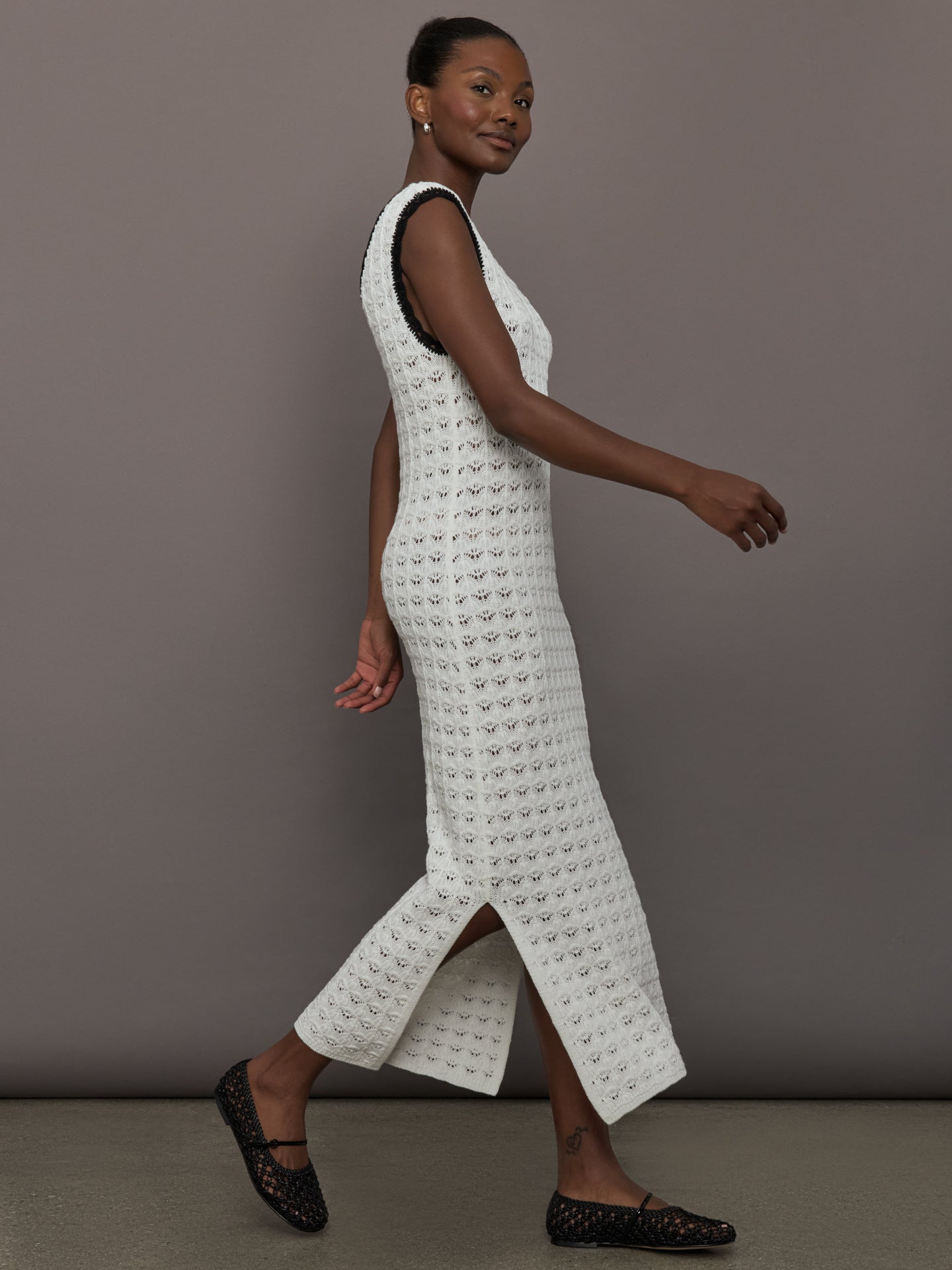 Carbon38 | Open Back Knit Crochet Dress - Ivory