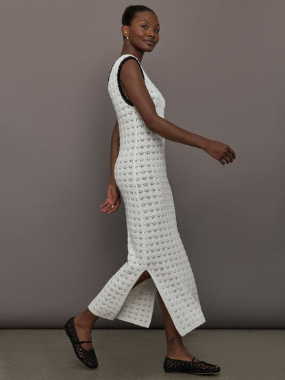 Carbon38 | Open Back Knit Crochet Dress - Ivory