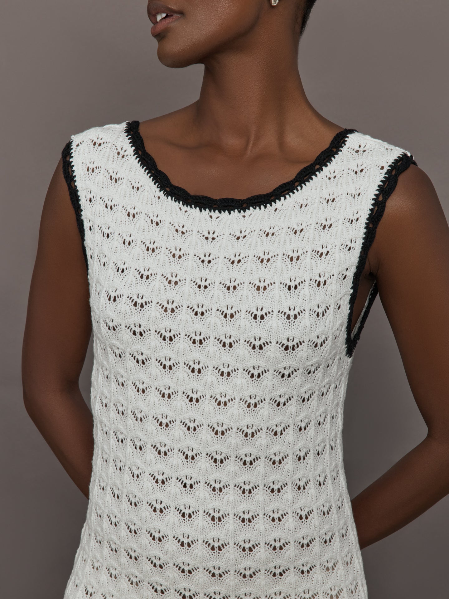 Carbon38 | Open Back Knit Crochet Dress - Ivory